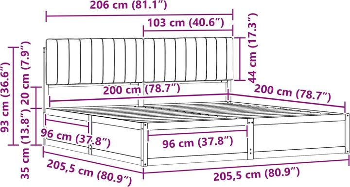 Image du produit vidaXL Holzbett (200 x 200 cm)