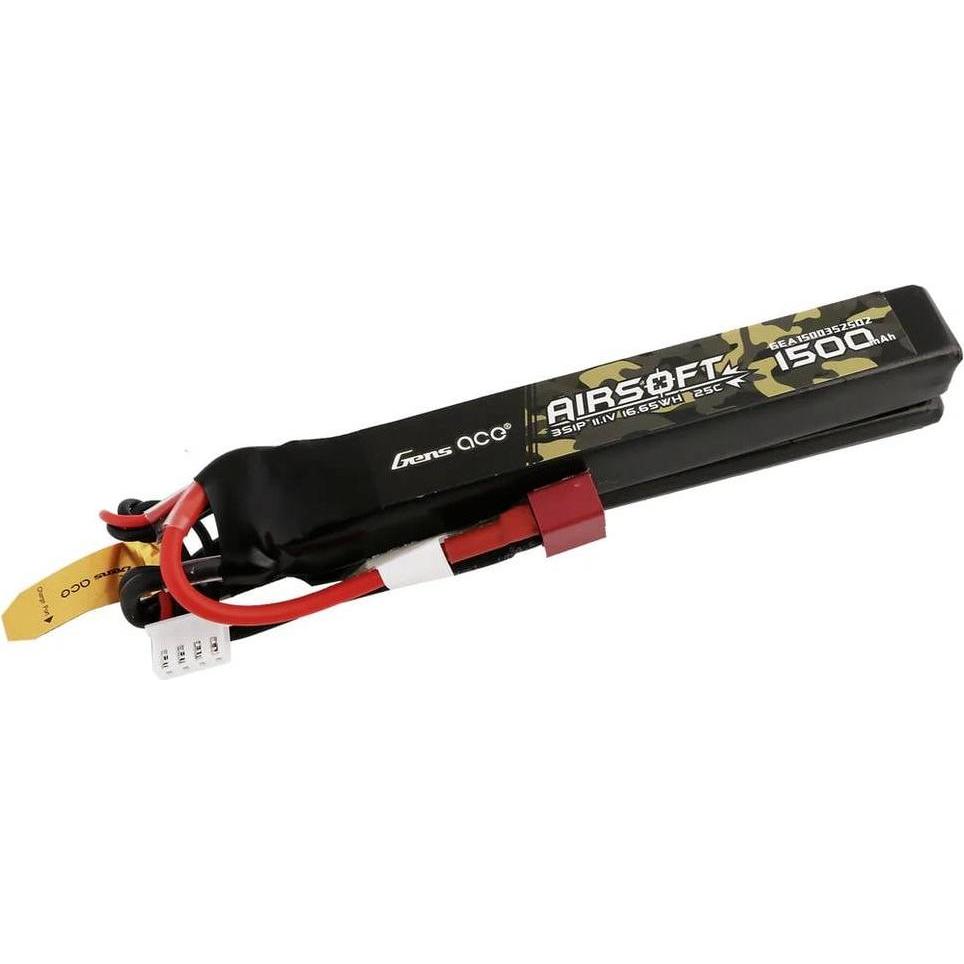 Thumbnail - Gens Ace 25C 1500mAh 3S1P 11.1V Nunchuck 2X Airsoft Gun Lipo Battery with T Plug (11.10 V, 1500 mAh)
