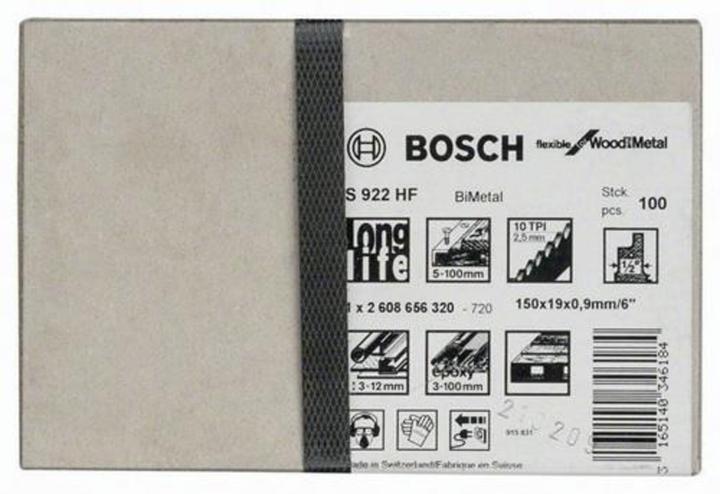 Produktbild Bosch Professional Zubehör Säbelsägeblatt S 922 HF, Flexible for Wood and Metal, 100er-Pack, 150 mm