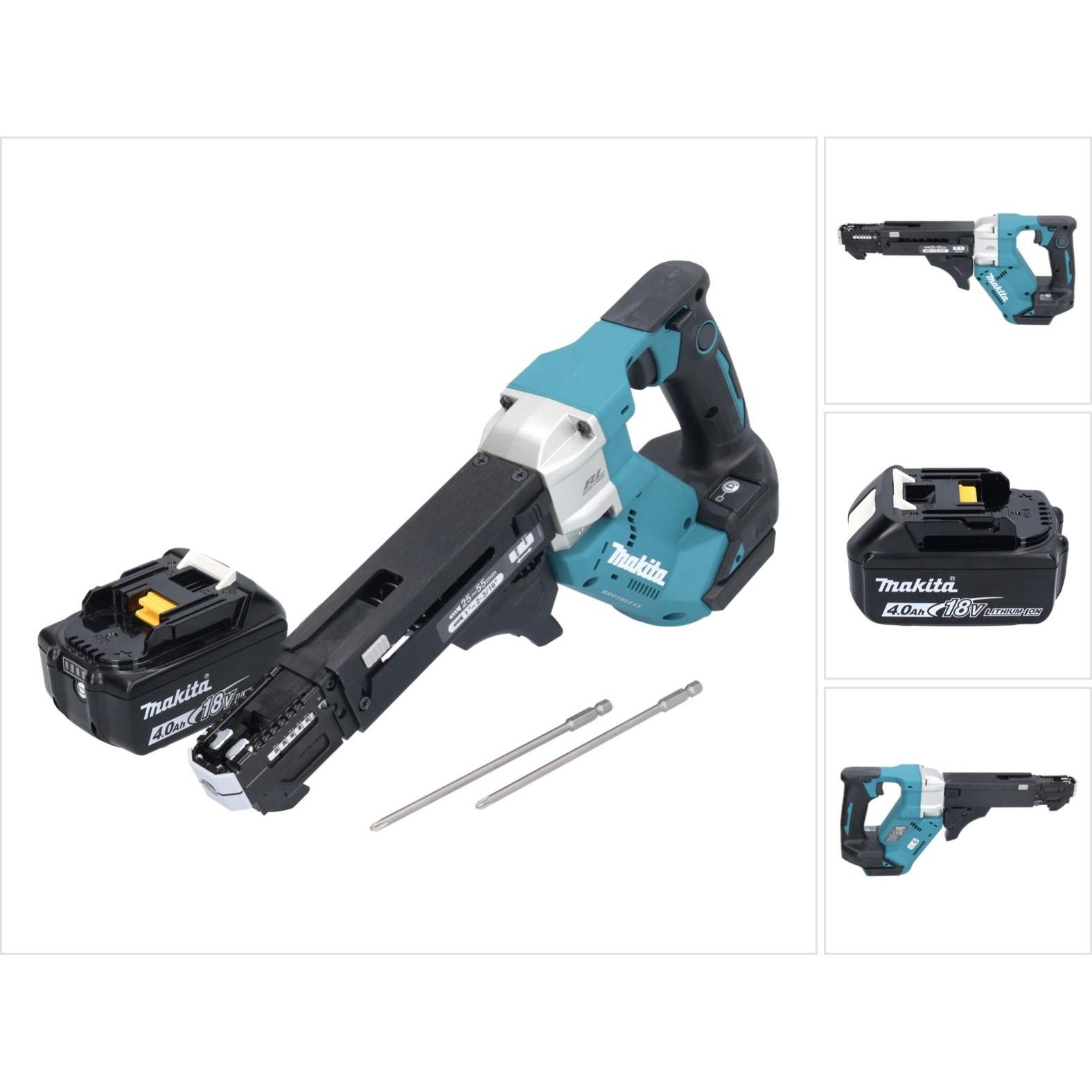 Makita, Bohrmaschine + Akkuschrauber, DFR 551 M1 Akku Magazinschrauber 18 V 25 - 55 mm Brushless + 1x Akku 4,0 Ah - ohne...