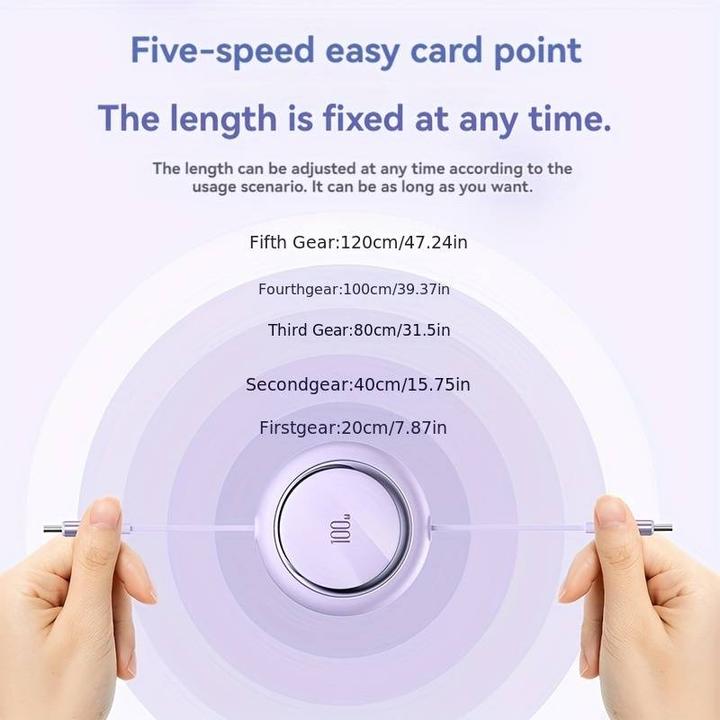 Produktbild PhoneLook Dual Type USB-C einziehbares Kabel mit Schnellladung QC3.0 100W t (USB 3.0, 100 W)