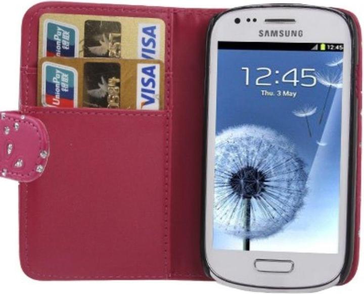 Produktbild König Design Handytasche Flip Strass für Handy Samsung Galaxy S3 mini pink (Samsung Galaxy S3 Mini)