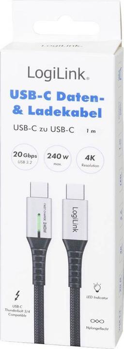 Immagine prodotto LogiLink Prüfen (1 m, USB 3.2 Gen 2x2, 240 W)