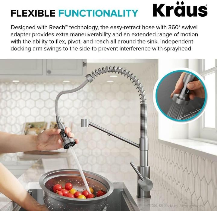 Actual product image Kraus Single-Handle Pull-Down Sprayer Kitchen Faucet Water Filtration System