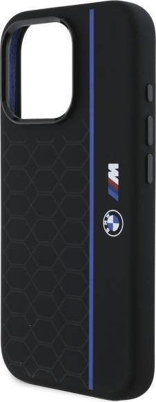 Actual product image BMW BMHMP16L23SHEB iPhone 16 Pro 6.3" czarny/black hardcase Silicone Hexagon Blue Line MagSafe (Apple iPhone 16 Pro)