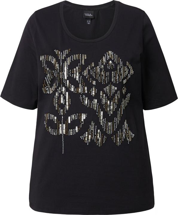 Immagine prodotto Ulla Popken T-shirt classica con paillettes, scollo a V e mezze maniche (50, 52)