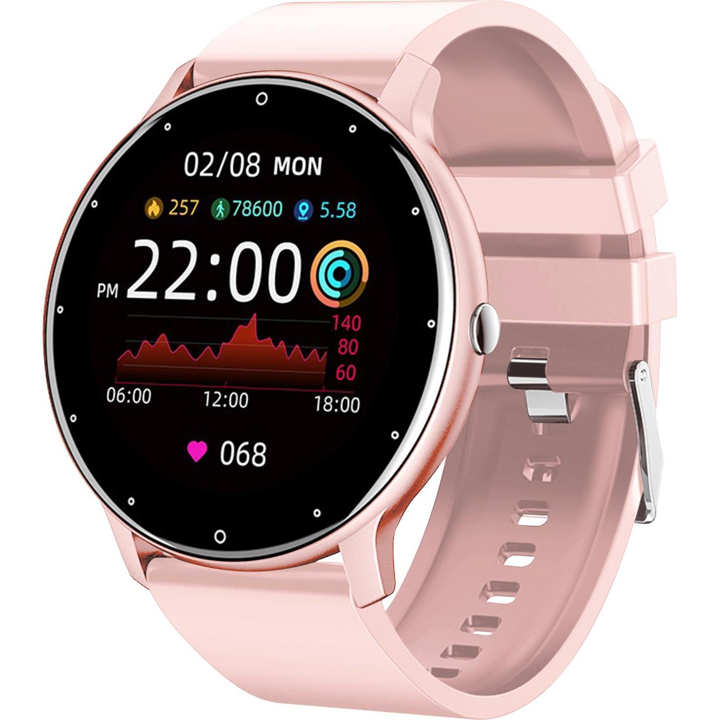 North Edge Smartwatch mit Aktivitätstracker, Silikonarmband - Zartrosa (44.70 mm), Smartwatch