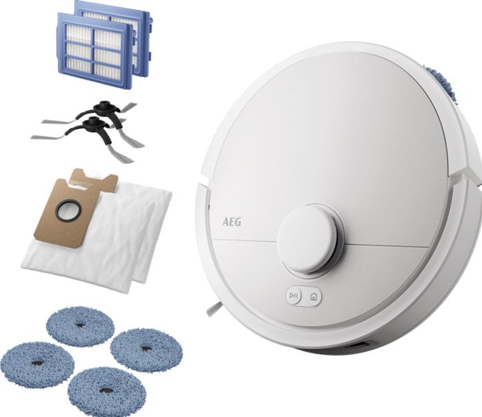 Actual product image AEG AR81UW3SW Saugroboter mit Wischfunktion, LiDAR und KI-Navigation, Präzise Hinderniserkennung, bi (Wiping pads (rotating))