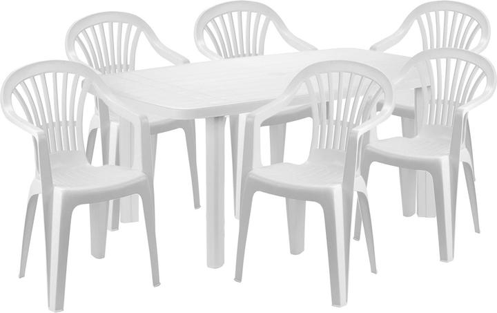 Actual product image Mojawo Sitzgarnitur Gartengarnitur 7-teilig Kunststoff Weiss