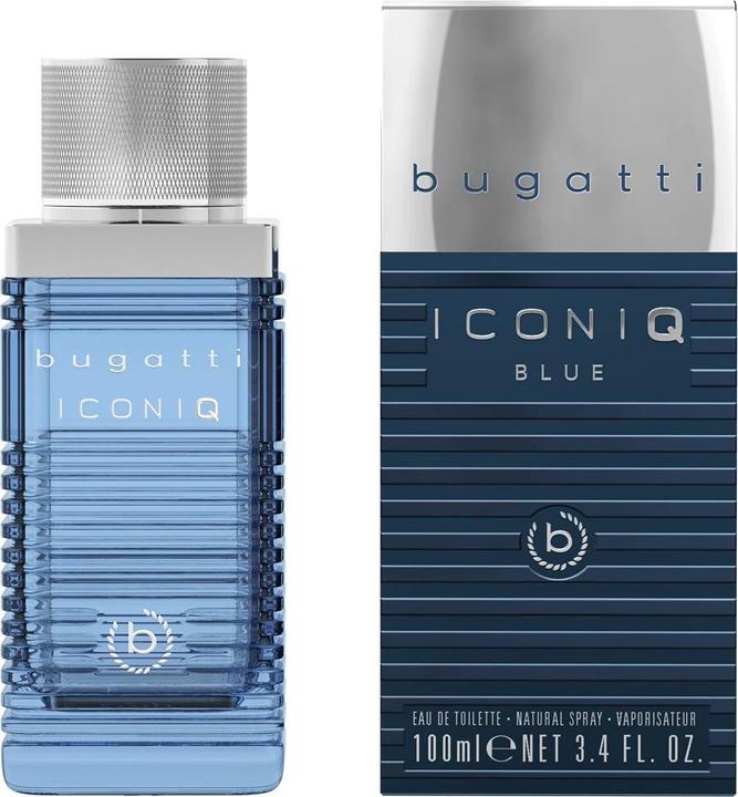 Actual product image Bugatti Iconiq Blue Perfume for Men 100ml - Aromatic Aquatic Amber (Eau de toilette, 100 ml)