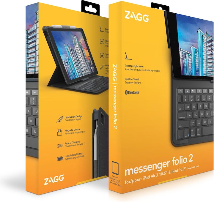 Produktbild Zagg Messenger Folio 2 (CH, iPad 2020 (8. Gen), iPad 2019 (7. Gen), iPad Air 2019 (3. Gen), iPad 2021 (9. Gen))
