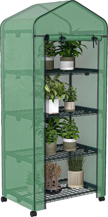 Outsunny Foliengewächshaus Stahl, Kunststoff Grün