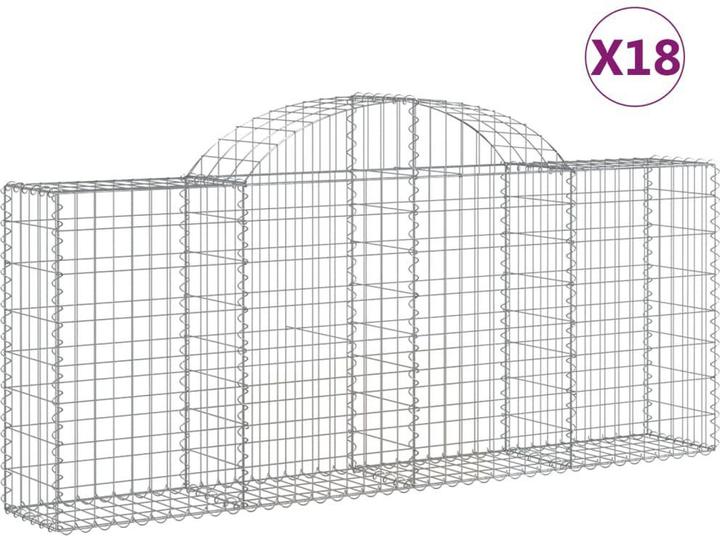 Produktbild VidaXL Gabionen mit Hochbogen 18 Stk. 200x30x80/100cm Verzinktes Eisen