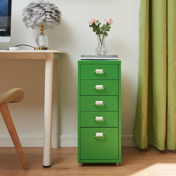 Produktbild En.Casa Rollcontainer Kökar mit 5 Schubladen 69x28x41 cm Apfelgrün (69 x 28 x 41 cm)