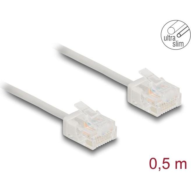 Delock RJ45 Netzwerkkabel Cat.6 UTP Ultra Slim 0,5 m grau mi (U/UTP, CAT6, 0.50 m), Netzwerkkabel