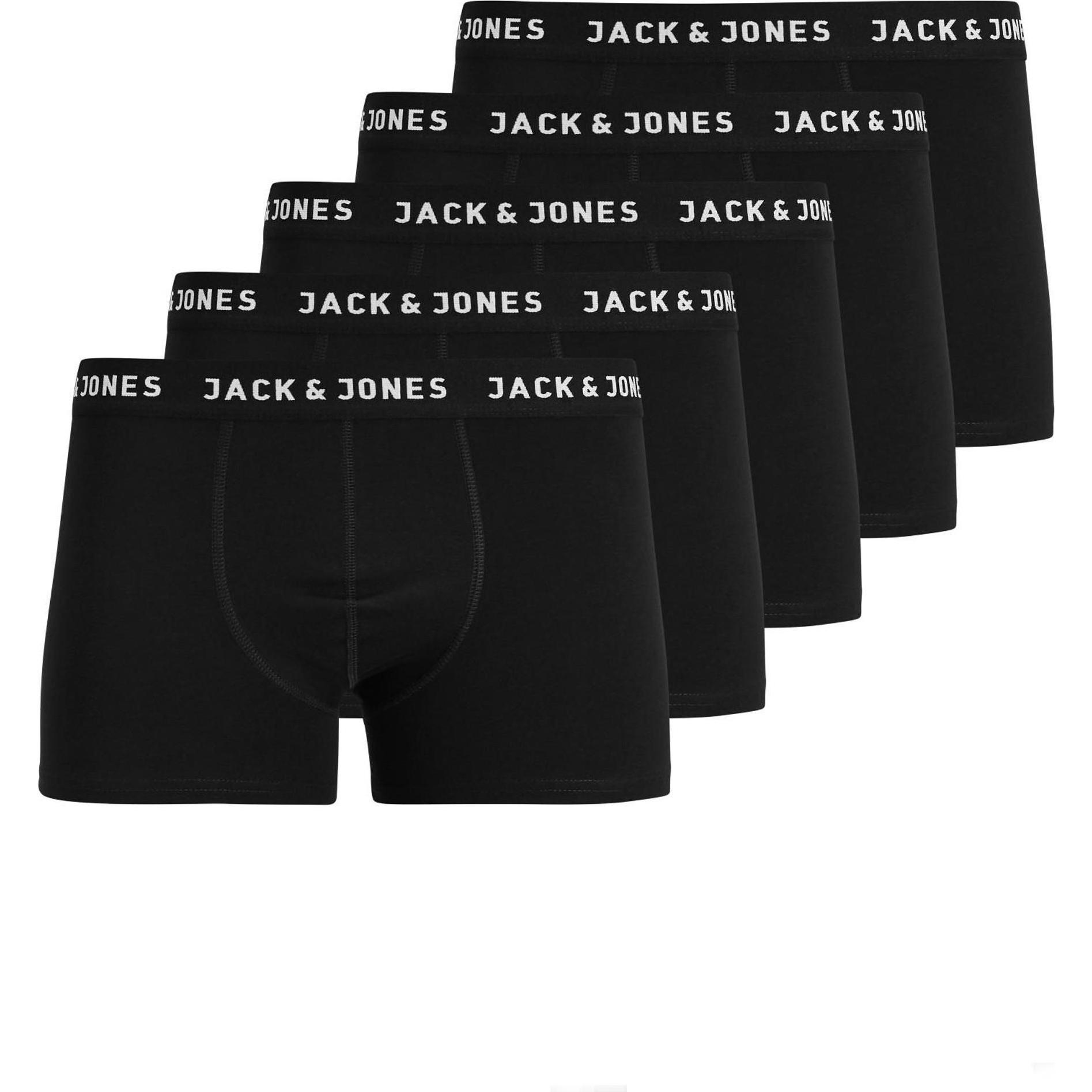 Jack & Jones, Herren, Unterhosen, 5er-Pack Boxershorts, Schwarz, (S, 5er Pack)