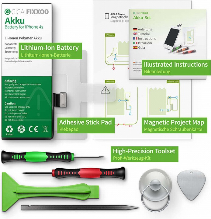 Produktbild Giga Fixxoo iPhone 4s Akku Komplettset (Akku, iPhone 4S)