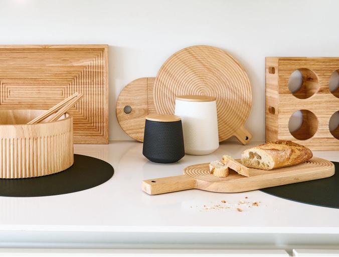 Actual product image Zeller Present Cutting board "Stripes", rubber tree