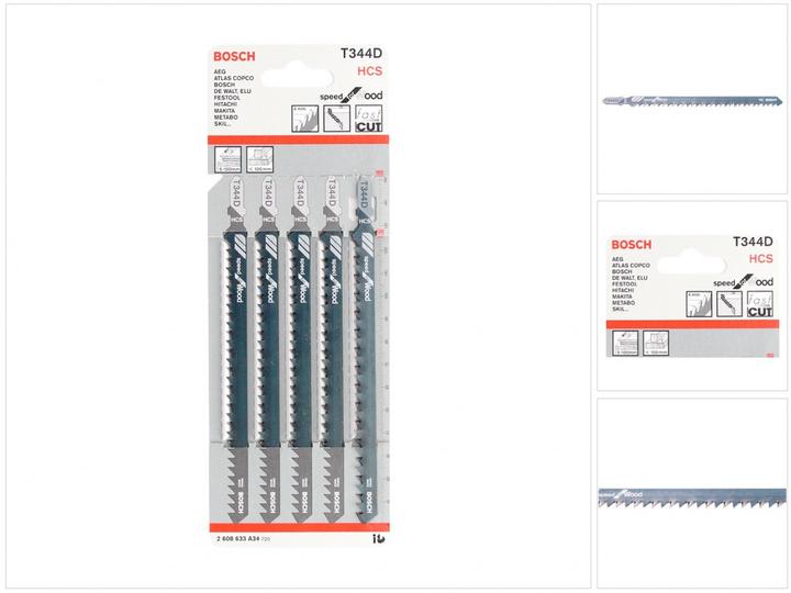 Produktbild Bosch Professional Zubehör Stichsägeblatt T 344 D Speed for Wood, 5er-Pack
