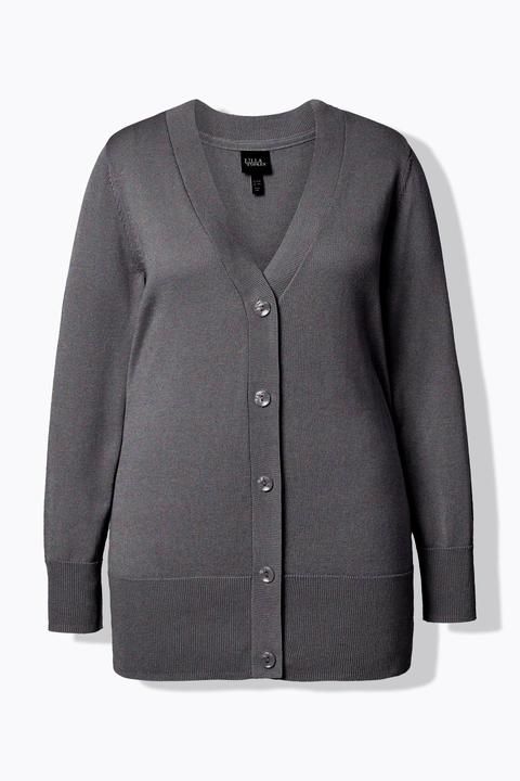 Produktbild Ulla Popken Strickjacke, V-Ausschnitt, Knopfleiste, Feinstrick (60)