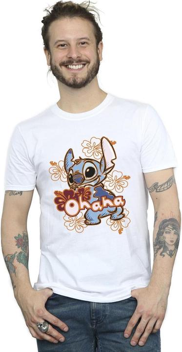Immagine prodotto Disney Lilo And Stitch Ohana Orange Hibiscus Maglietta Uomo (L)