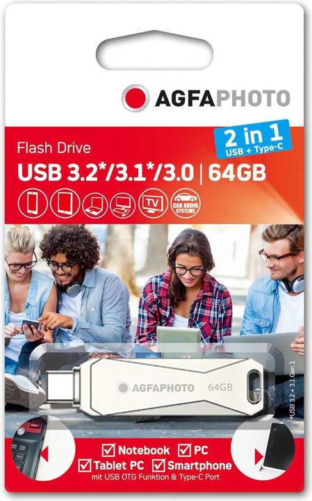 Actual product image AGFAPHOTO USB 3.0 2in1 64GB USB TypeC (64 GB)