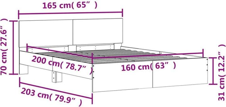 Produktbild VidaXL Bettgestell mit Kopfteil (160 x 200 cm)