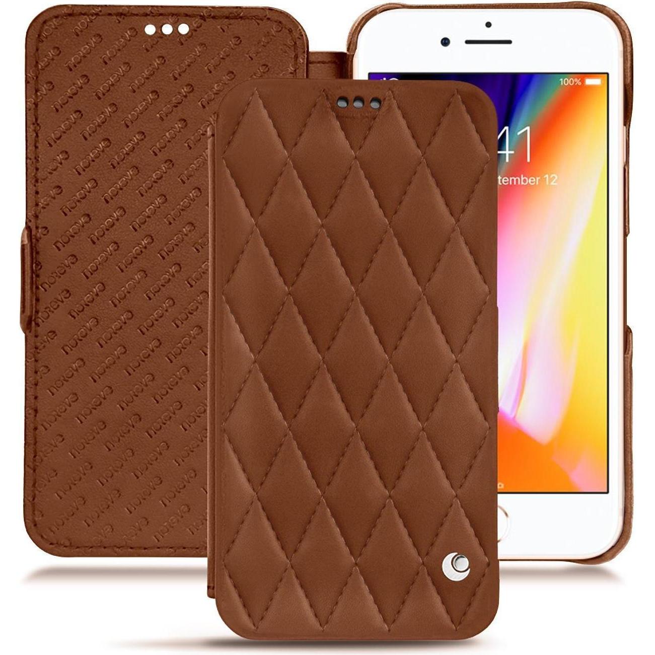 Noreve Lederschutzhülle horizontal (Apple iPhone 8), Smartphone Hülle, Braun