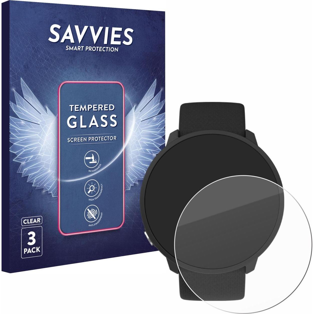 Savvies Panzerglas Hartglas Displayschutz, Smartwatch Schutzfolie, Transparent