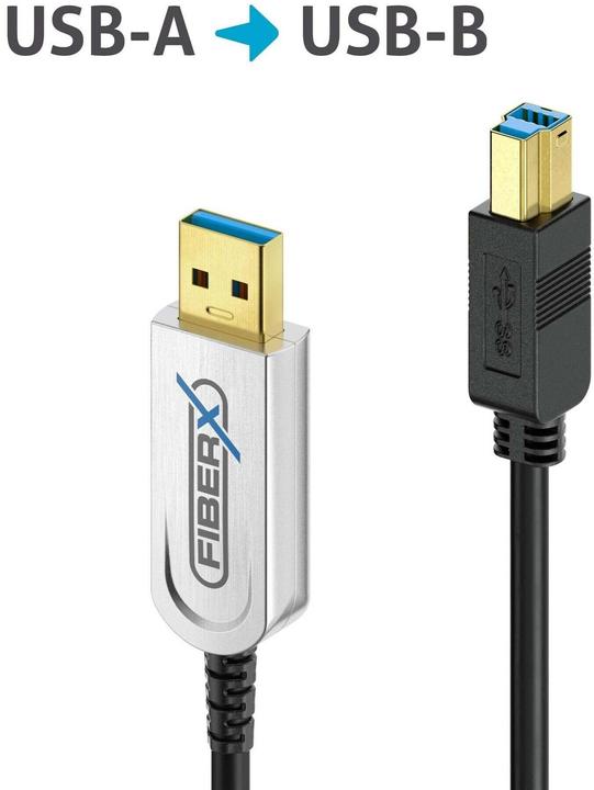 Actual product image Purelink FiberX Series - USB 3.1 fibre optic cable - USB-A USB-B - 20m (20 m, USB 3.1, 4.50 W)