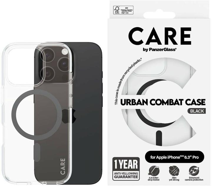 Actual product image PanzerGlass CARE Flagship Case Urban Combat w. Black MagSafe iPhone '24 6.3" Pro (Apple iPhone 16 Pro)