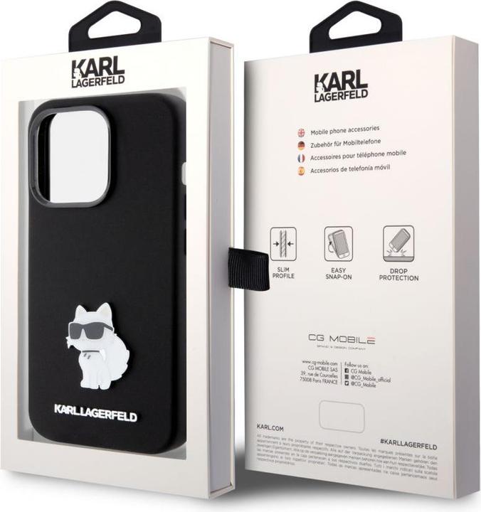 Produktbild Karl Lagerfeld KLHCP15LSMHCNPK iPhone 15 Pro 6.1" czarny/black Silicone Choupette Metal Pin (Apple iPhone 15 Pro)