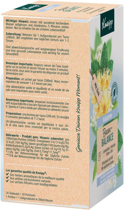 Nährwerte und Zutaten Kneipp BasenBalance Tee