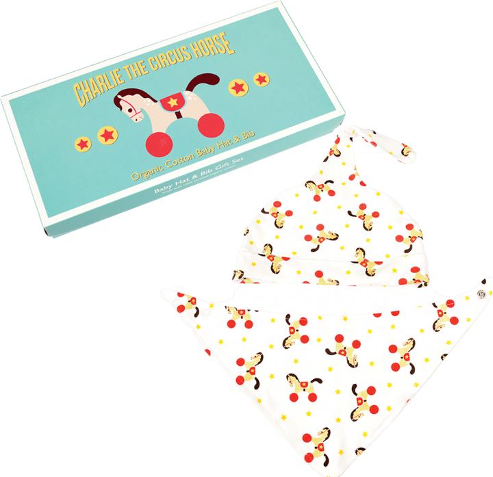 Image du produit Rex London Bonnet bébé + écharpe triangle en coton bio, Charlie The Horse