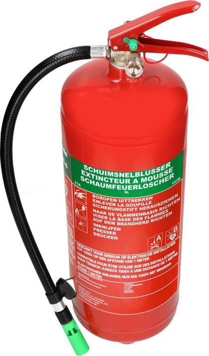 Productafbeelding Alecto BS-6 Brandblusser - Schuimblusser 6 liter - Brandklasse AB - Inclusief Ophangbeugel (A, B)