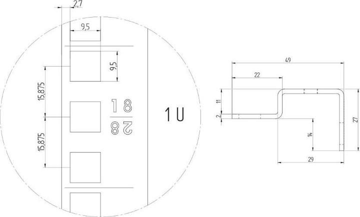 Produktbild Triton RAX-VL-X12-X1 - Vertikale Montageleiste, 12 HE