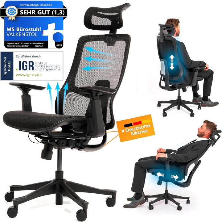 Immagine prodotto Valkenstol Ergonomischer Bürostuhl M5 mit Mesh-Sitz