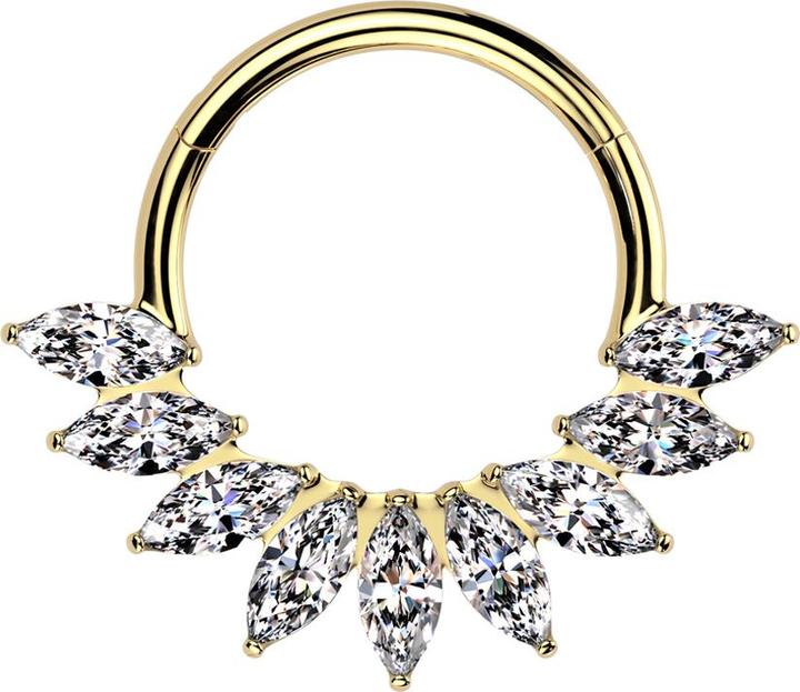 Actual product image Star Piercing Micro Segmentring klappbar vergoldet ovale Kristalle silber (without brass, Titanium)