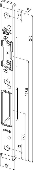 Produktbild KFV Schliessblech zu AS 3500 "Q" Falle u. Riegel, 245x24x6,links,Edelstahl (1 Stk.)