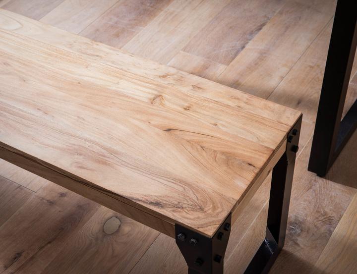 Actual product image FineBuy Esszimmerbank Sitzbank Akazie Massivholz Essbank Industrial Holzbank (120 cm)