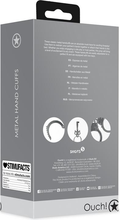 Actual product image Ouch! Metal Hand Cuffs - Silver