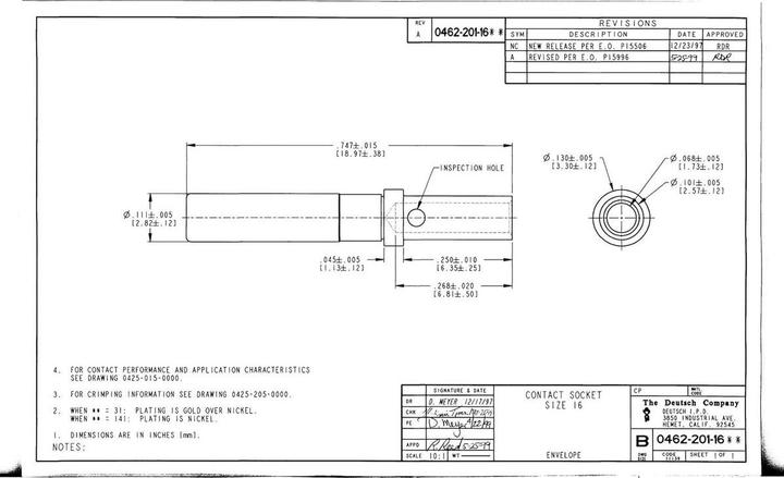 Produktbild Kalitec 100 Stück DEUTSCH 0462-201-16141 DT Buchsenkontakt gedreht vernickelt 0,5-1,3mm² Size 16