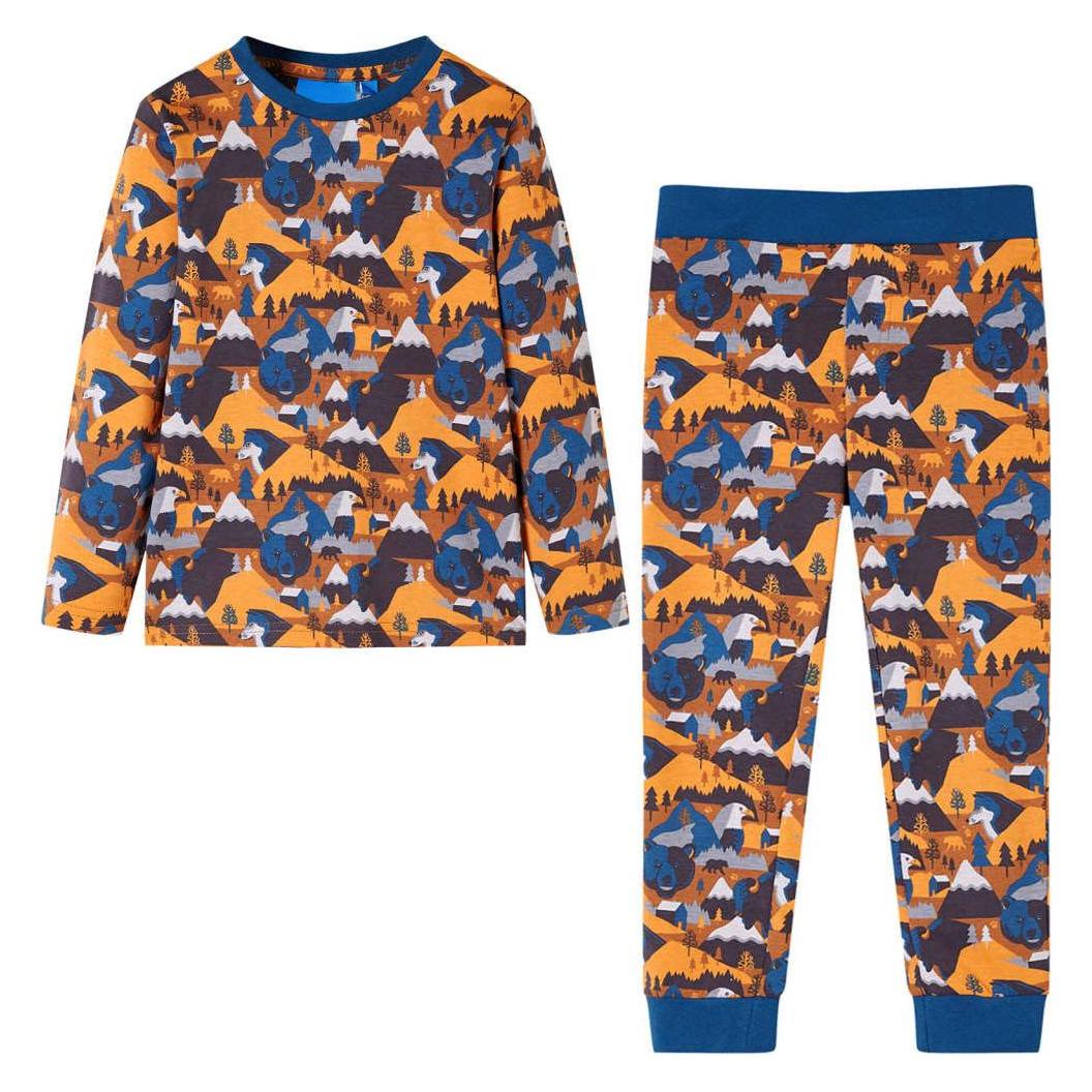 VidaXL, Mädchen, Pyjamas, Kinderpyjama Mit Langen Ärmeln Cognac 92, Material, 100, Braun, (92)