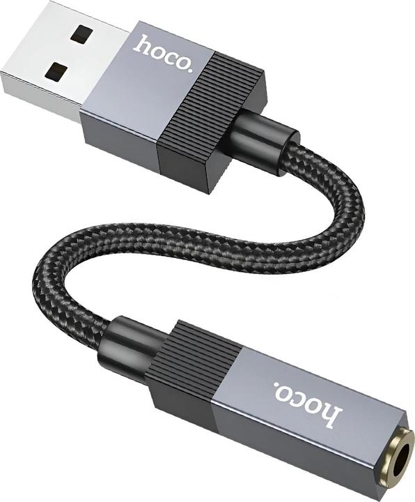 Actual product image Hoco Cable Adapter AUX USB A (male) to Jack 3,5 mm (female) UPA32D black (Jack adapter)
