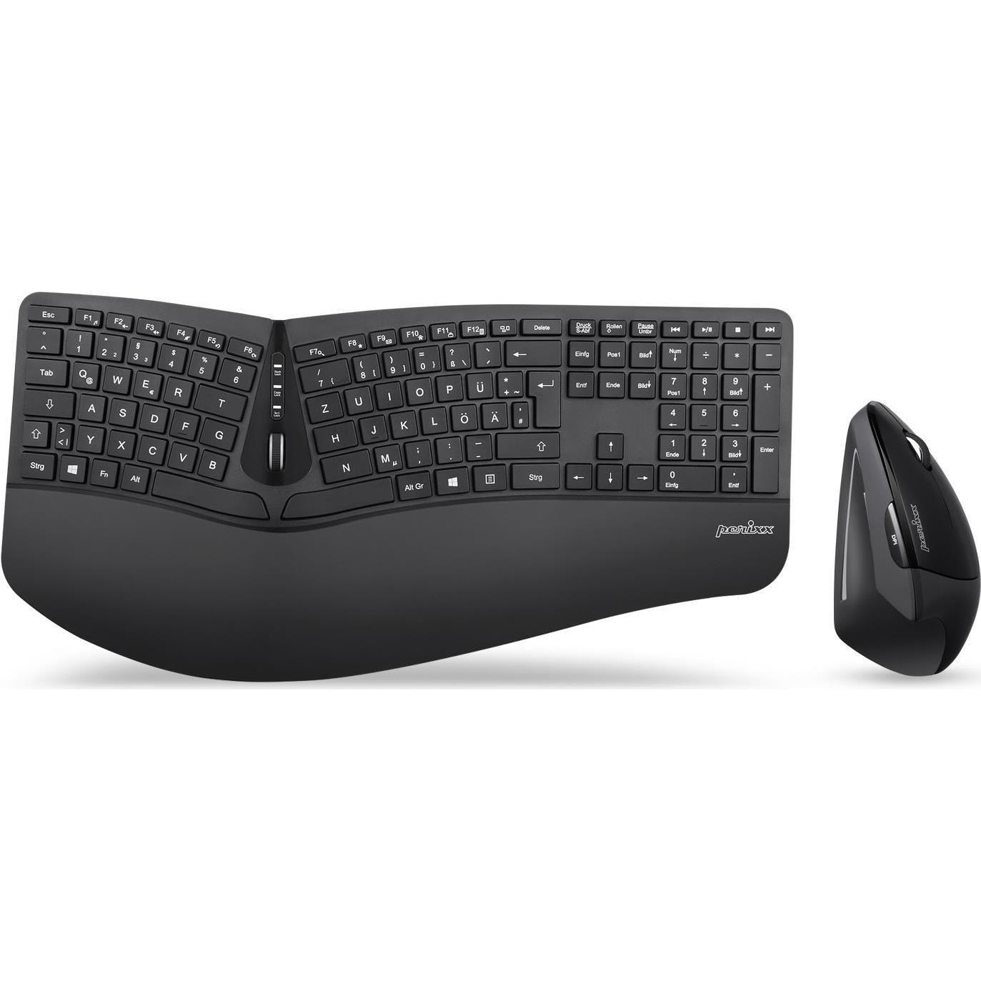 Perixx Periduo 605B (DE, Kabellos), Tastatur, Schwarz