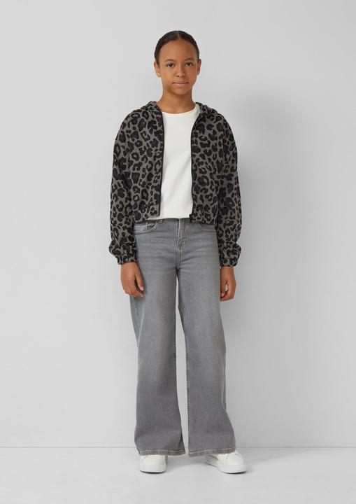 Produktbild s.Oliver Sweatshirt Jacke Kurze Sweatjacke in Oversize mit Animal-Muster (170, 176)