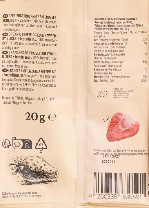 Image du produit KoRo Tranches de fraises (20 g)
