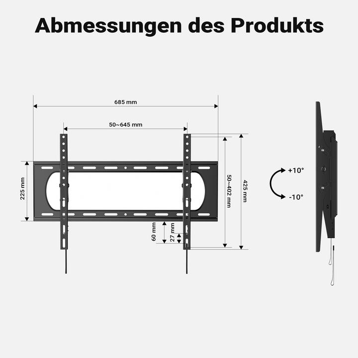 Actual product image Wiltec TV mount 37"-80" TV wall mount 80kg TV mount steel (Wall, 80", 80 kg)