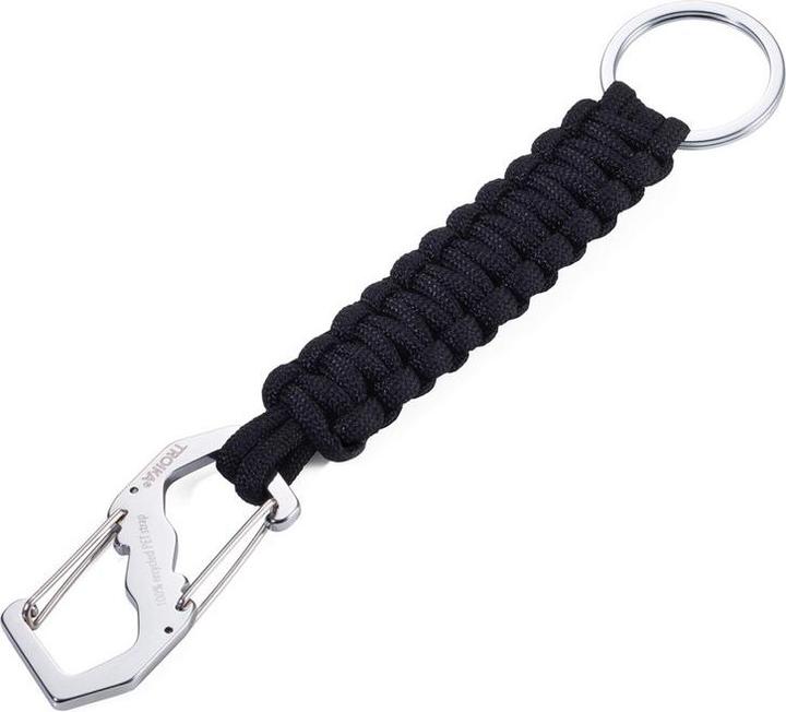 Troika PET-ER Schlüsselanhänger mit Knoten, schwarz/silberfarben