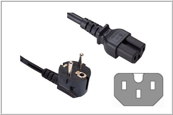 Produktbild Good Connections Netzkabel Schuko-Stecker gewinkelt an Warmgerätebuchse, Typ F an C15, 1,8m, schwarz, ® (1.80 m)